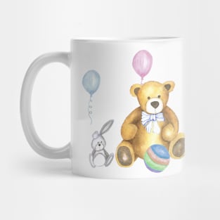 Teddy Bear with rabbit and balloons Mug